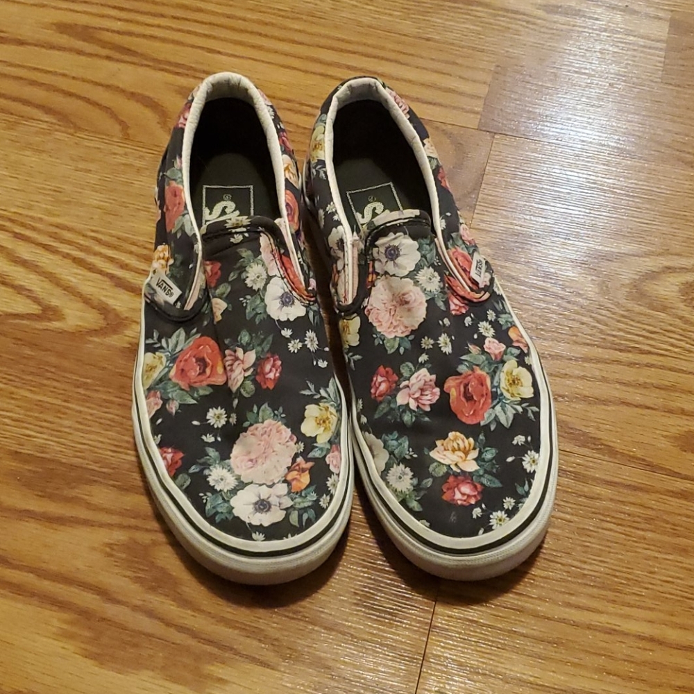 Black Floral Vans